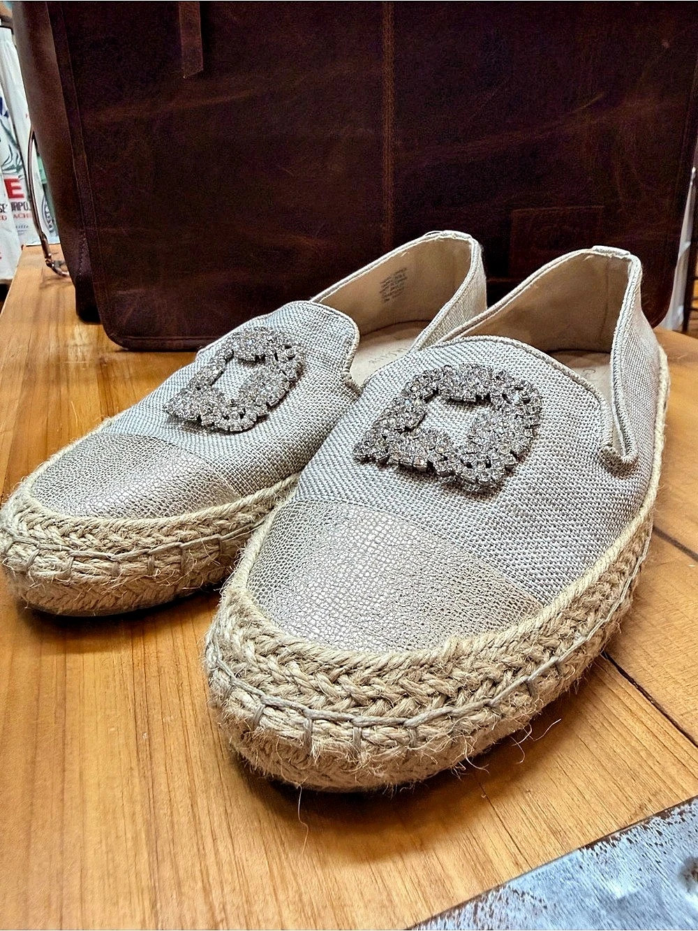 CHARTER CLUB Embellished Gray Espadrille Loafers US 7.5